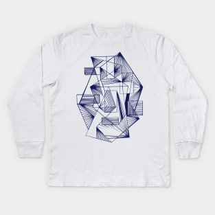 Blue Geometric abstract modern Kids Long Sleeve T-Shirt